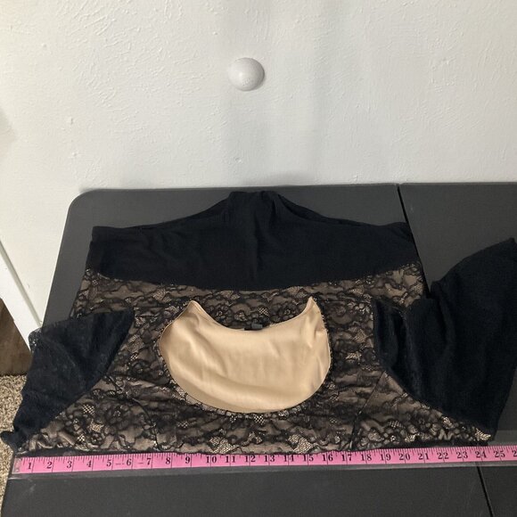 Torrid Bodysuit Women Sz 3x Black Lace Sheer Long‎ Sleeve Scoop Neckline Boho - Picture 9 of 12